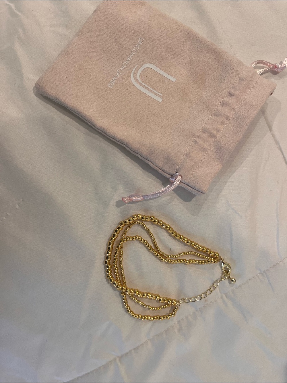 Uncommon James Triple Gold Chain Beads Bracelet 3 Layered - Picture 6 of 6